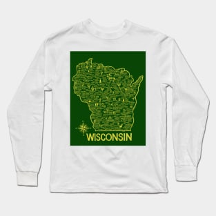 Wisconsin Map Long Sleeve T-Shirt